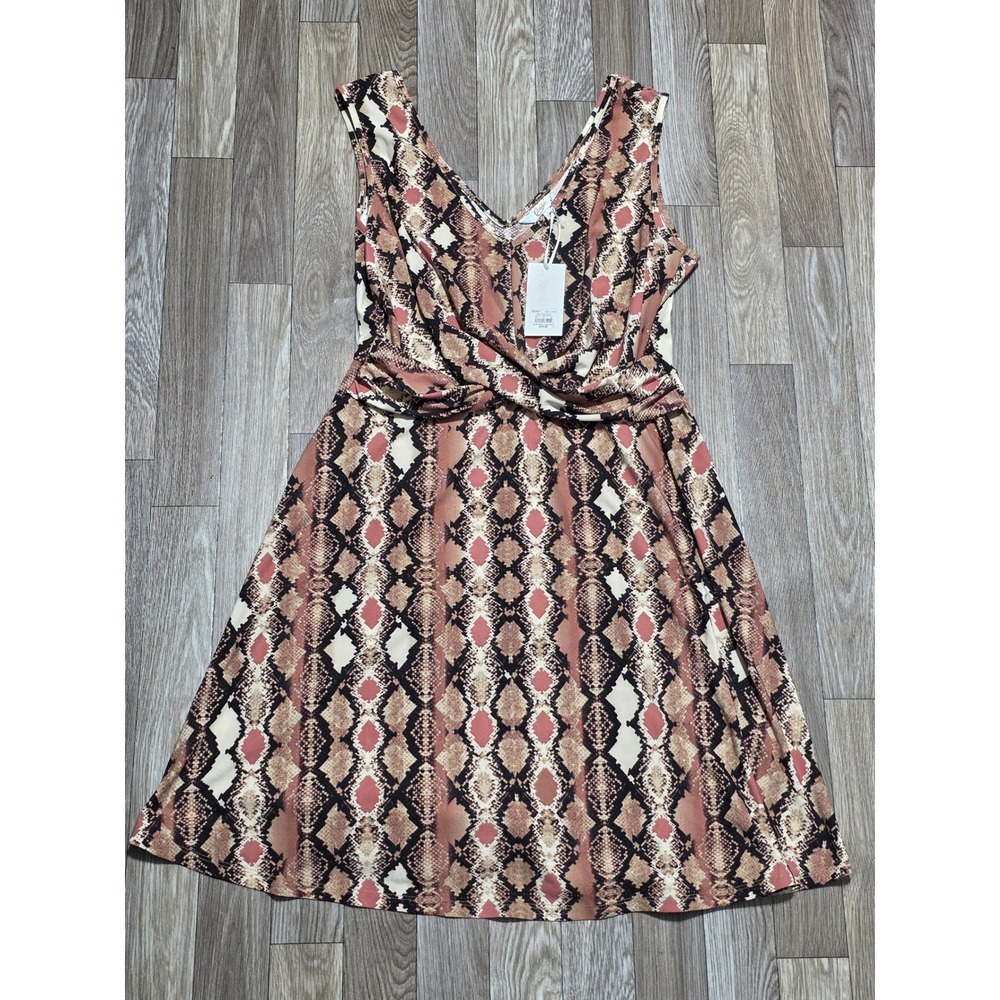 Candie's Wrap Tank Dress Snakeskin Print Sleeveless Casual‎ Large